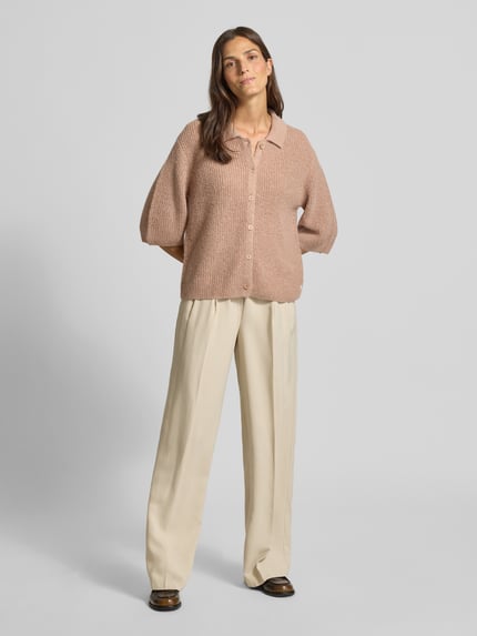 Fynch-Hatton Strickjacke mit Umlegekragen Hellbraun 1
