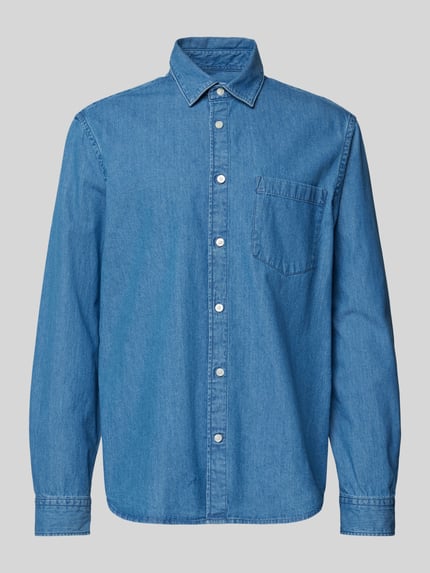 Selected Regular Fit Freizeithemd mit Brusttasche Jeansblau 2