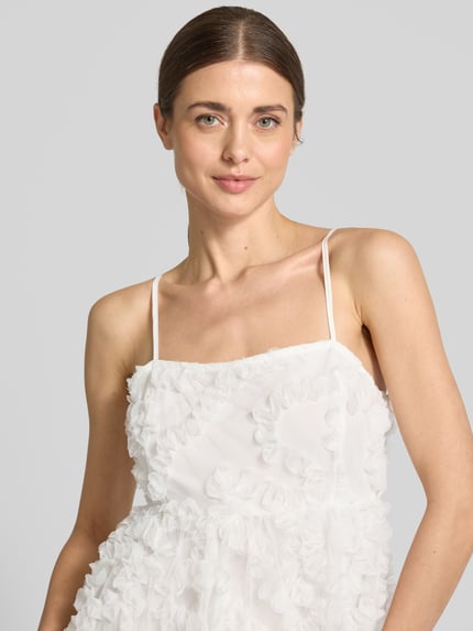 VILA Knielanges Kleid mit Strukturmuster Modell 'LEONORA' Offwhite 3