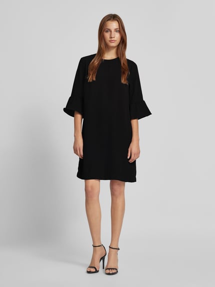 0039 Italy Knielanges Kleid mit Rundhalsausschnitt Modell 'MAXLIN' Black 1