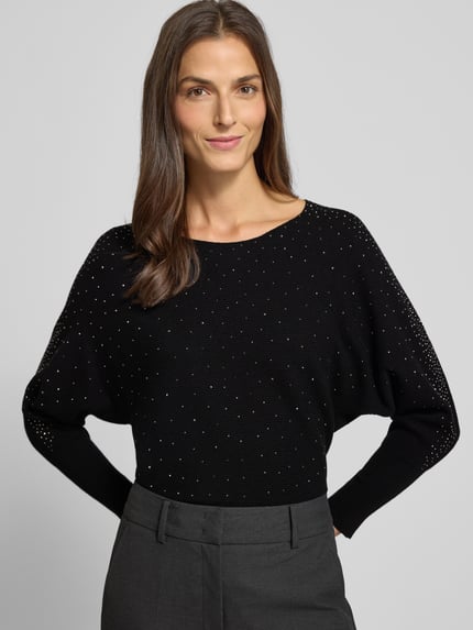 Apricot Strickpullover mit Ziersteinbesatz Black 3