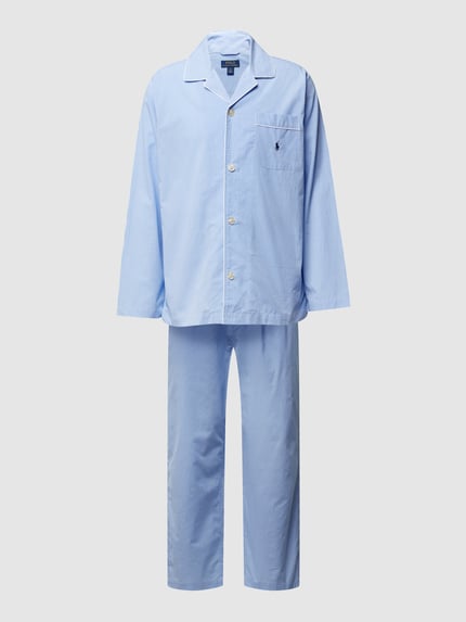 Polo Ralph Lauren Underwear Pyjama aus Baumwolle mit Webmuster Hellblau 2