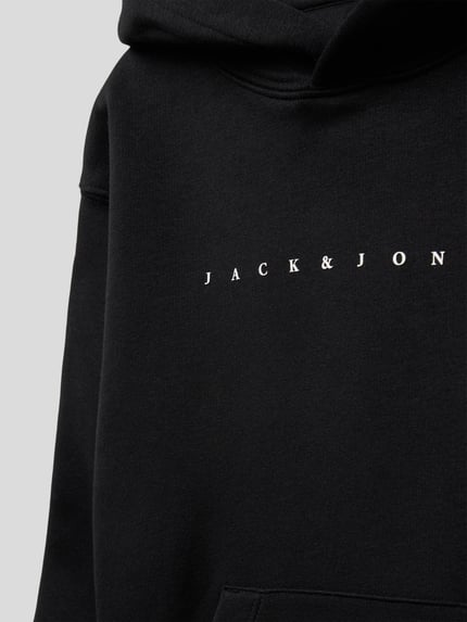 JACK & JONES Bluza z kapturem z nadrukiem z logo Czarny 2