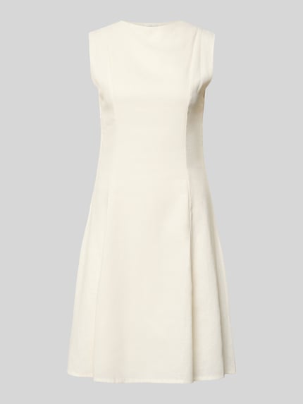 Produktfoto, Knielanges Kleid aus Leinen-Mix mit Schlüsselloch-Ausschnitt von GUIDO MARIA KRETSCHMER WOMAN, kremowy, prosty krój, długość do kolan, model Ricarda, mieszanka lnu i wiskozy, boczny zamek, długość tyłu w rozmiarze 36: 96 cm, szerokość w rozmiarze 36: 40 cm