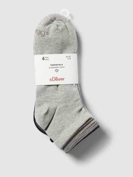 s.Oliver RED LABEL Socken mit Label-Detail im 4er-Pack Modell 'Quarter' Mittelgrau 3