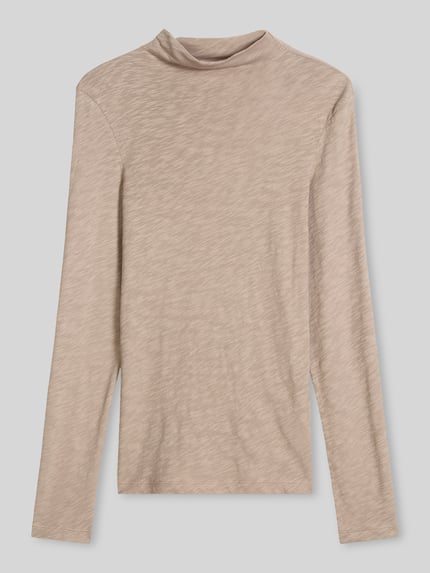 Marc O'Polo Langarmshirt mit Mock Neck Jersey Stein 2