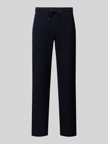 Produktfoto, Sweatpants mit elastischem Bund und Tunnelzug von bugatti aus mieszanki bawełny, krój regular fit, wpuszczane kieszenie, długość wewnętrzna nogawki w rozmiarze M 80 cm