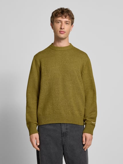 JACK & JONES Gebreide pullover met labelstitching, model 'NORREBRO' Olijfgroen - 4