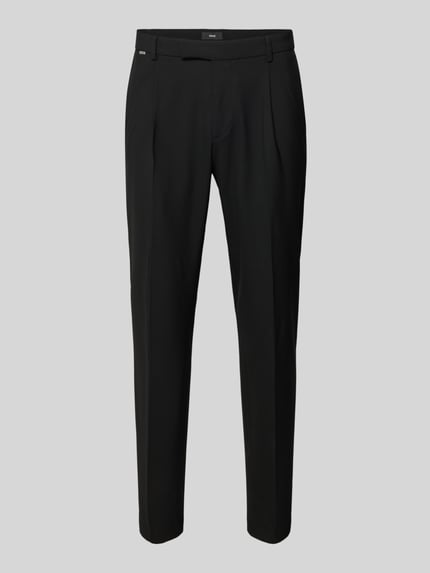 Productfoto, zwarte P&C Special - Exklusiv bei P&C slim fit anzughose Modell 'Salto' van CINQUE, katoenmix, met haak- en ritssluiting, riemlussen, zij- en achterzakken, vouwplooien, maat 50 bundwijdte 38 cm, binnenbeenlengte 75 cm