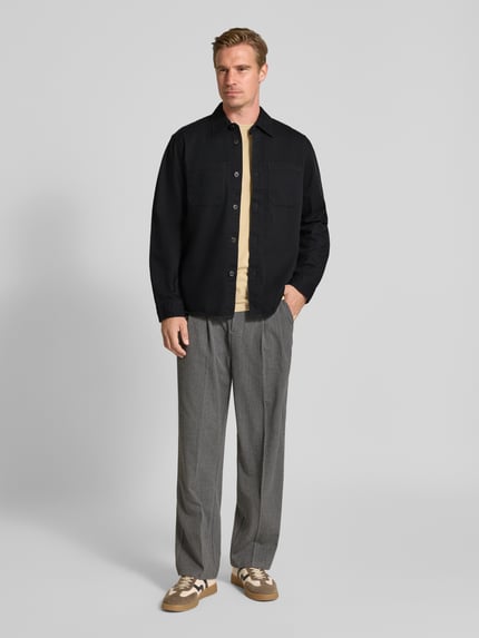 Selected Kurtka koszulowa o kroju regular fit z czystej bawełny model ‘TRAVIS’ Czarny 1