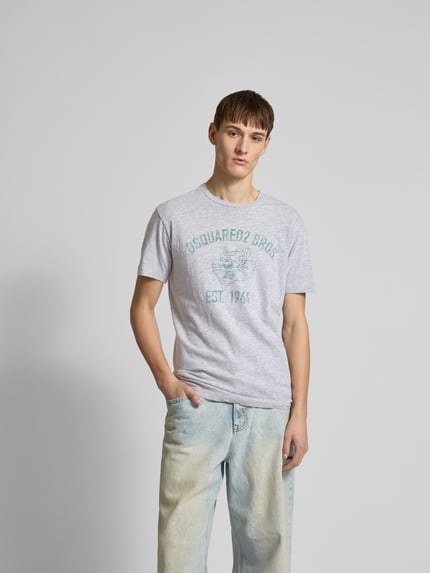 Dsquared2 T-shirt z nadrukiem z logo Jasnoszary melanż 4