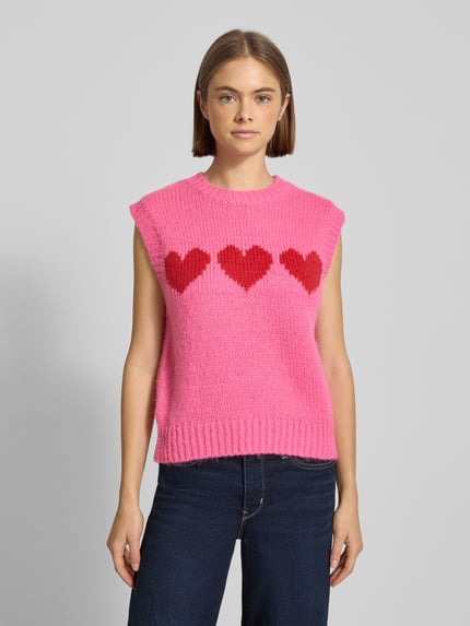 PIECES Regular Fit Pullunder aus grobem Strick Modell 'JOVE' Pink Melange 4