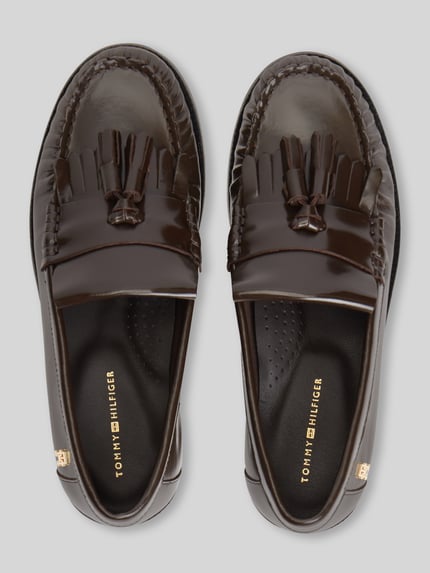 Tommy Hilfiger Loafer aus echtem Leder mit Tasseln Dunkelbraun 4