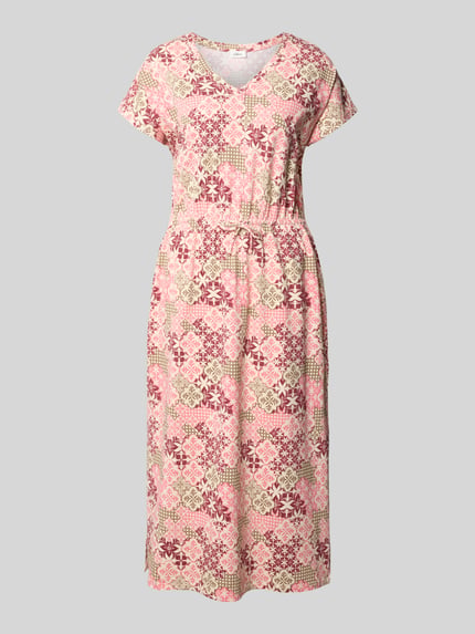 Produktfoto, Relaxed Fit vrijetijdsjurk uit katoenmix van s.Oliver RED LABEL, roze en beige bloemenpatroon, zachte stoftextuur
