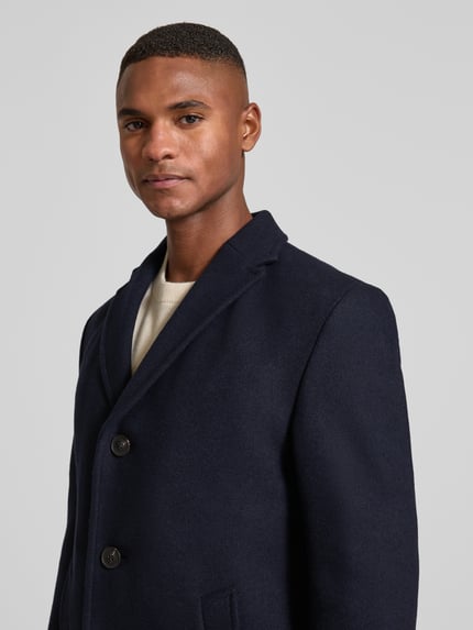 CG – CLUB of GENTS Lange jas met capuchon, model 'MARNI' Marineblauw - 3
