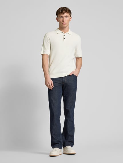 JACK & JONES Premium Regular Fit Poloshirt mit Strukturmuster Modell 'COOPER' Weiss 1