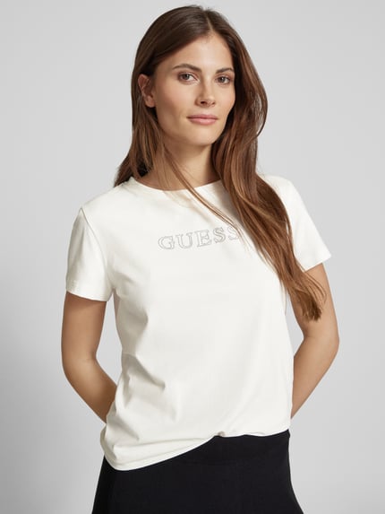 GUESS Activewear T-Shirt mit Label-Detail Modell 'BRIANA' Offwhite 3