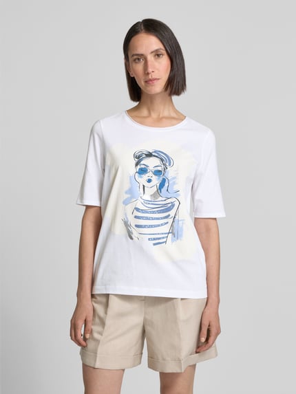 Oui T-Shirt mit Motiv-Print Offwhite 4