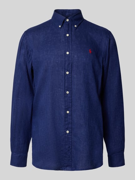 Produktfoto, Freizeithemd aus reinem Leinen von Polo Ralph Lauren in blauw, regular fit, button-down kraag, knoopsluiting, label-stiksel