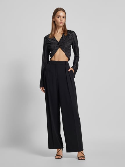 VERO MODA Shirt met lange mouwen en knoopdetails van plissé, model 'PLIS' Zwart - 1