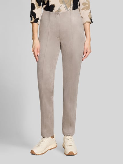 Betty Barclay Broek van imitatieleer met logodetail Taupe - 4