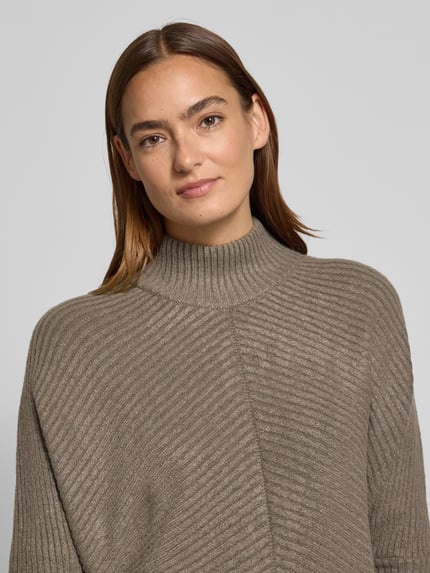 Apricot Sweter o kroju oversized z imitacji dzianiny ze stójką Khaki 3