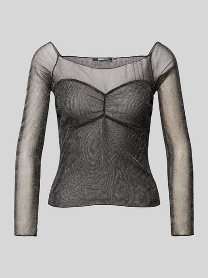 Gina Tricot Shirt met lange mouwen en boothals, model 'Ballerina' Zwart - 2