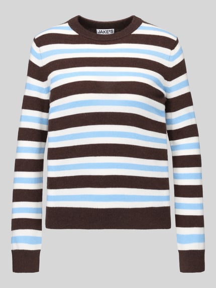 Jake*s Casual Regular Fit Pullover mit gestreiften Muster Schoko 2
