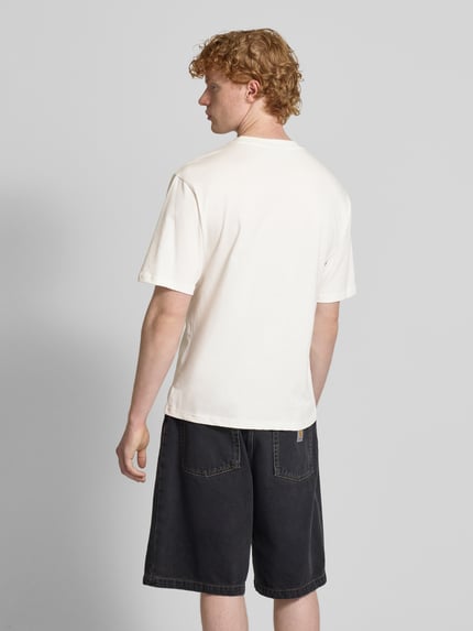 REVIEW T-shirt z nadrukiem z logo Złamany biały 5