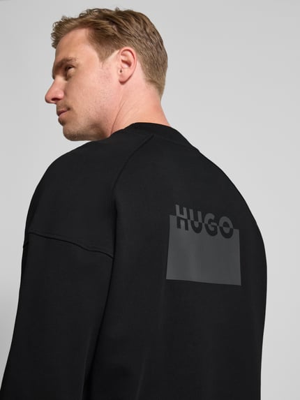 HUGO Regular Fit Sweatshirt aus reiner Baumwolle Modell 'DELASTCREW' Black 3