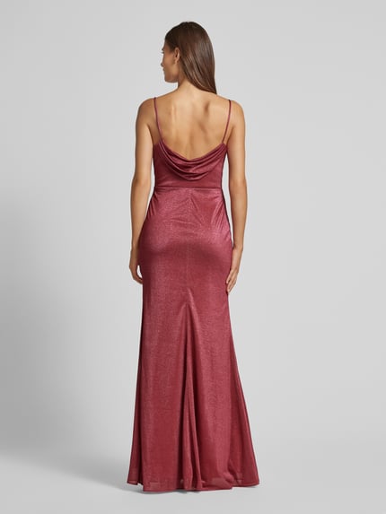 LUXUAR FASHION Avondjurk met cascadehals Kersenrood - 5