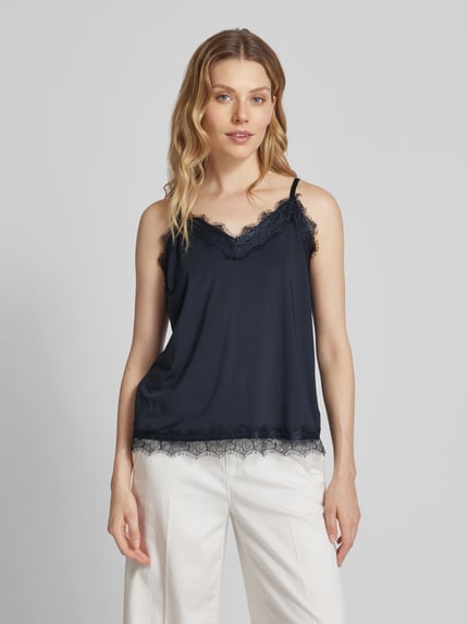 FREE/QUENT Top met kant model 'BICCO' Donkerblauw - 4