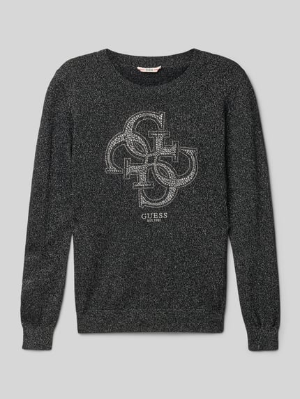 GUESS Regular Fit Pullover aus Viskose-Mix in Strick-Optik Black 1