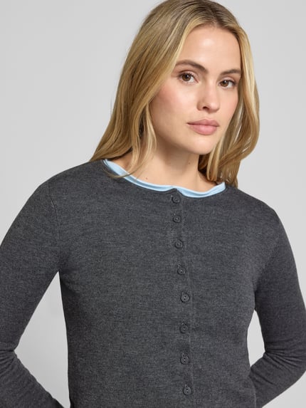 MANGO Strickjacke mit Rundhalsausschnitt Modell 'LUCCAPK' Mittelgrau 3