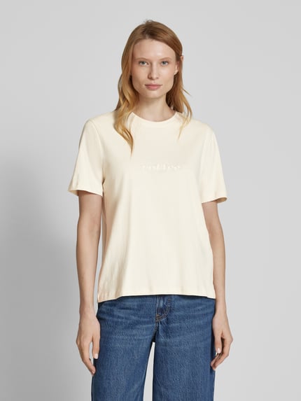 VILA T-Shirt mit Label-Stitching Modell 'SYBIL' Beige 4
