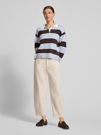 CAMBIO Spodnie sztruksowe o kroju tapered fit z mieszanka bawełny model 'ELIN' Écru 1