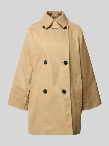 Produktfoto, Regular Fit Trenchcoat mit Steppeinsatz Modell 'MANNA' von Weekend Max Mara in Beige, unifarben, Baumwoll-Mix, Umlegekragen, doppelreihige Knopfleiste, lange Ärmel, geknöpfte Seitenschlitze, seitliche Leistentaschen
