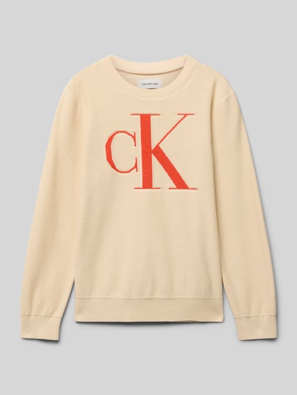 Calvin Klein Jeans Gebreide pullover met logostitching Zand - 1