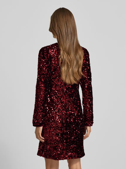 YAS Cocktailkleid mit Pailletten Modell 'ELLE' Bordeaux 5