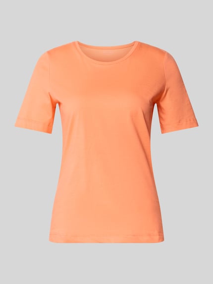 Productfoto, T-Shirt met ronde hals van Christian Berg Woman in effen oranje, pure katoen, regular fit, halve mouw, ruglengte 60 cm