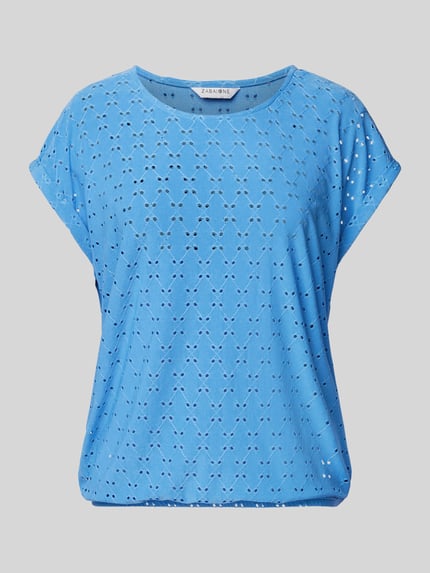 ZABAIONE T-shirt met broderie anglaise Oceaanblauw - 2