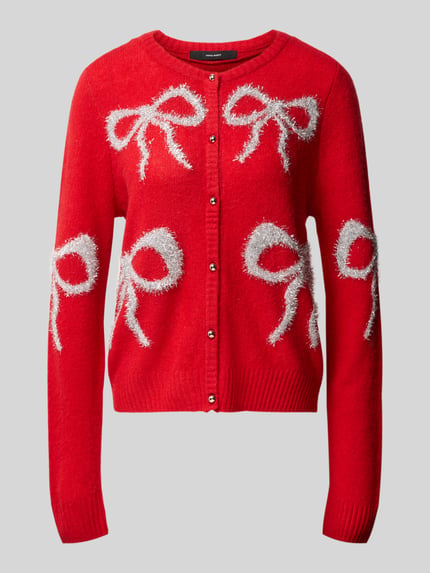 VERO MODA Cardigan mit glitzernden Schleifen-Applikationen Rot 1
