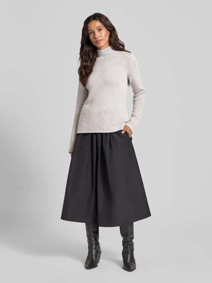 Fynch-Hatton Strickpullover aus Lanawolle mit Stehkragen Hellgrau Melange 1