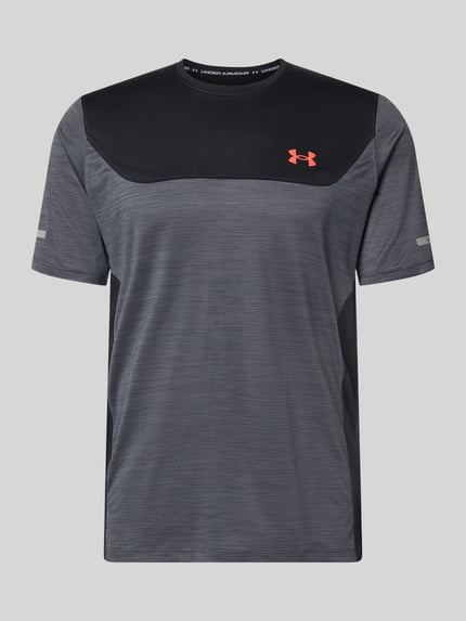 Produktfoto, Regular Fit T-shirt met logoprint model 'Utility' van Under Armour, elastische materiaalmix, ronde hals, ruglengte maat M 62 cm
