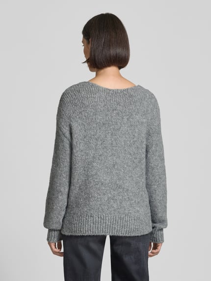 Milano Italy Loose Fit Strickpullover mit Woll-Alpaka-Anteil Hellgrau 5