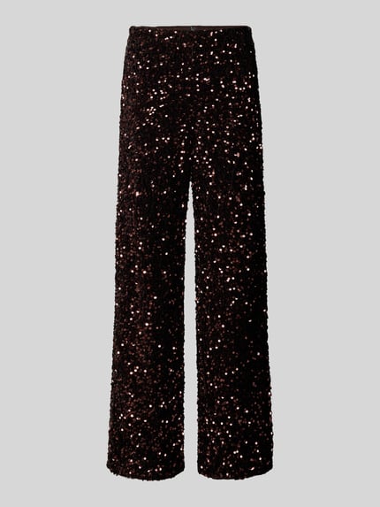 VERO MODA Regular Fit Hose mit Allover-Pailletten Schoko 1