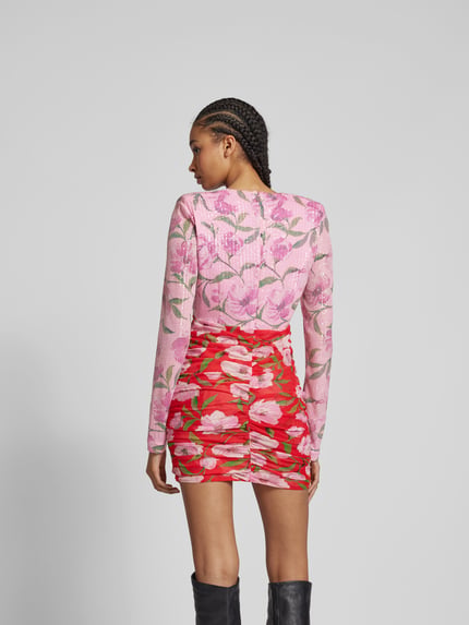 ROTATE Mini-jurk met all-over motief Rood - 5