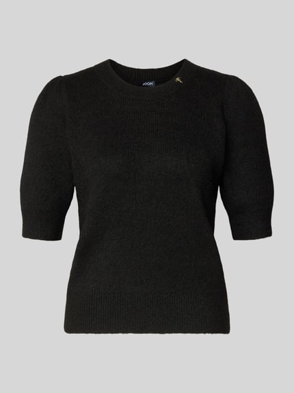 Produktfoto, Strickpullover mit gerippten Abschlüssen Modell 'Kylie' von JOOP! in Schwarz, 1/2-Ärmel, lockerer Schnitt, Woll-Mix, Rundhalsausschnitt