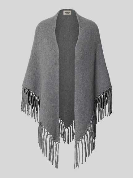 Produktfoto, Poncho aus reiner Schurwolle mit Fransen Modell 'TORNADO' von Weekend Max Mara in Grau, weiche Textur, Produktfoto für Damen