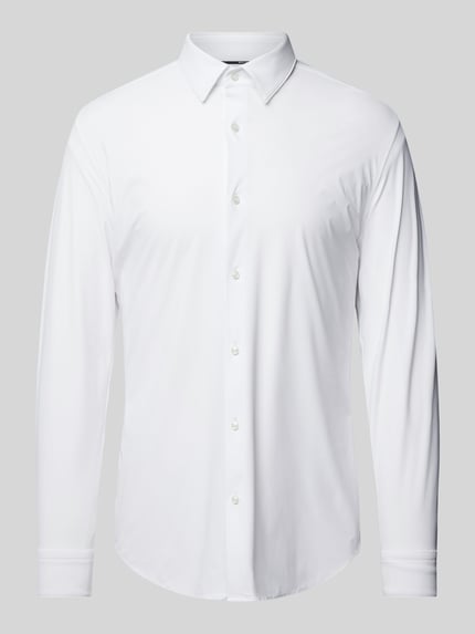 BOSS Slim Fit Businesshemd aus Feintwill mit Stretch-Anteil Modell 'HANK' Weiss 2